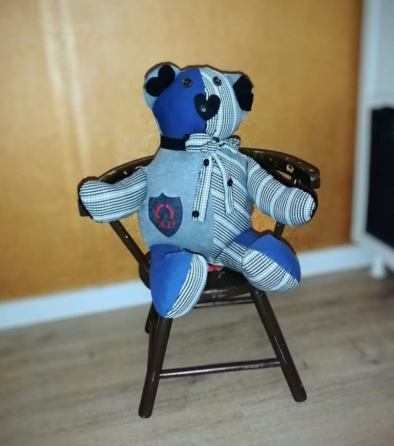 Teddy bear made from old clothes of a loved one