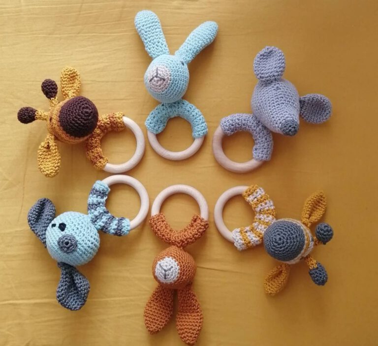 Gehaakte baby bijtringen van verschillende dieren